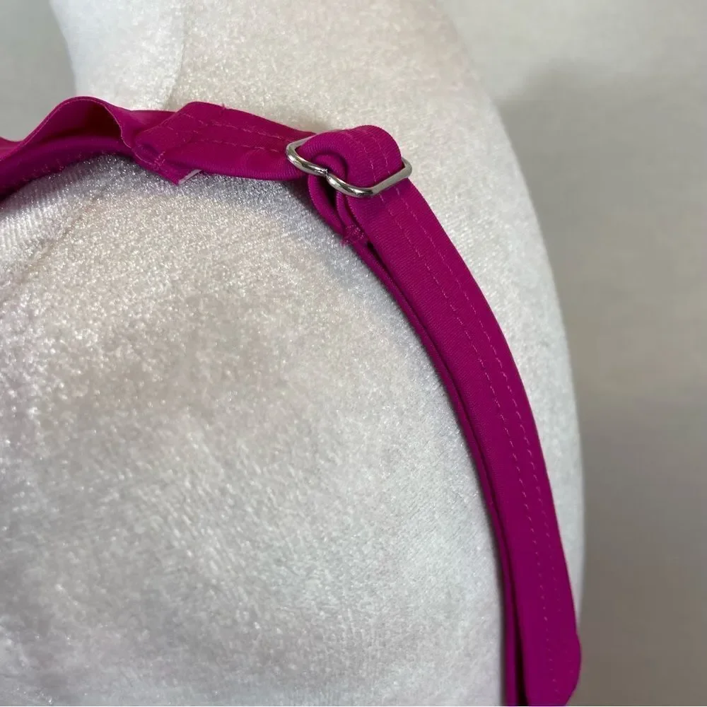 Ladies DKNY‎ Hot Pink Ruffle Neckline Tankini Top Size Large